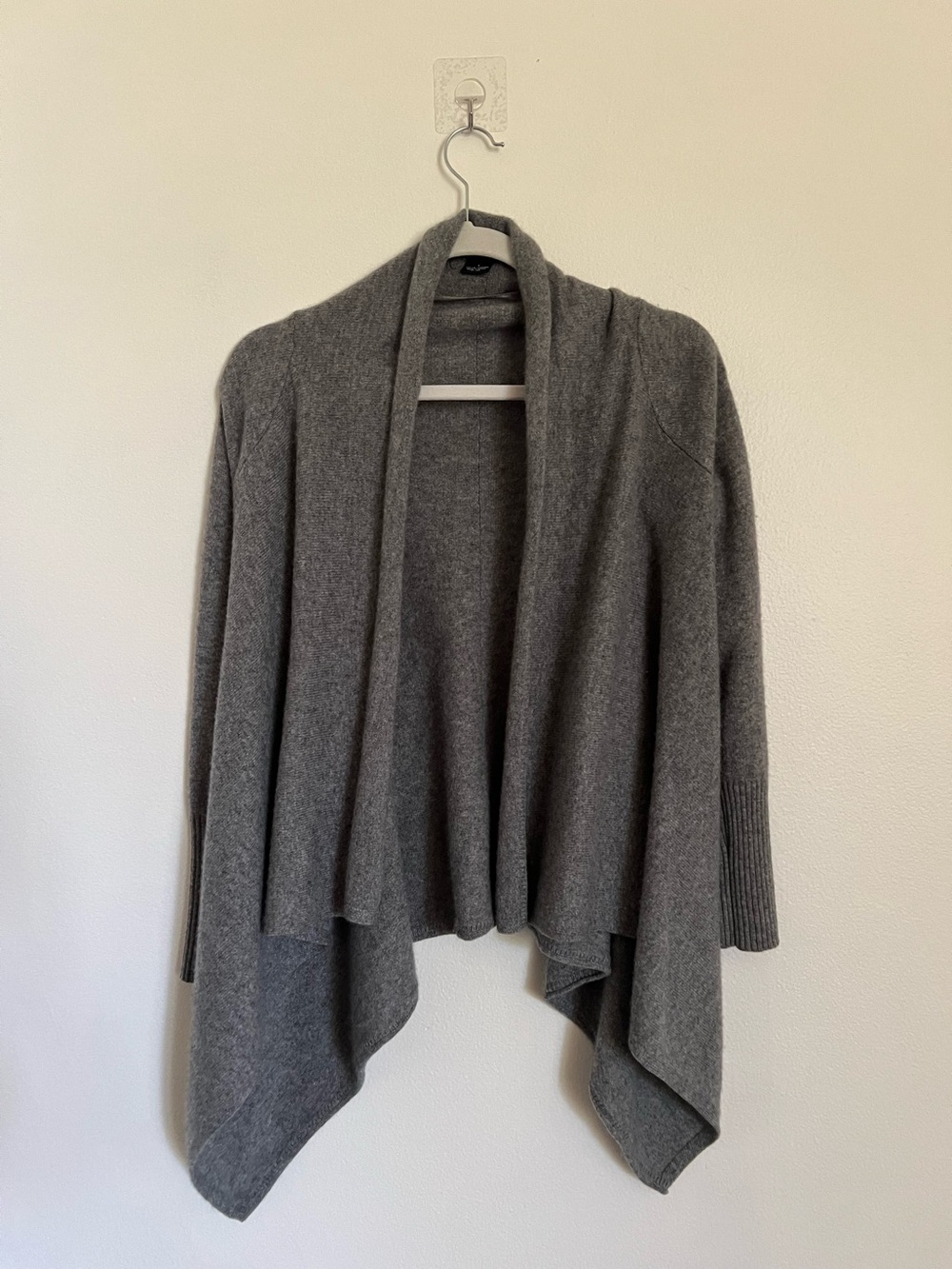Cashmere Bloomingdales Gray Open Front Draped Women's Sweater Cardigan size S